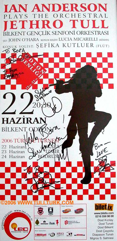Signs of IAN ANDERSON Orchestral Turkey Tour Band members in 2006