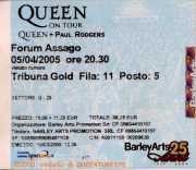 QUEEN + PR Tour 2005 Ticket