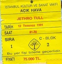 Tull Ticket ISTANBUL 1991